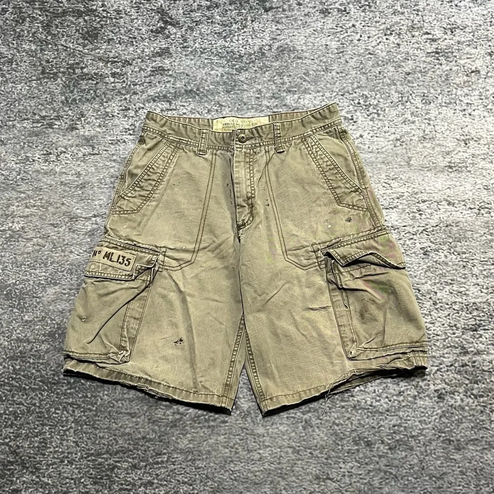 Old Navy Cargo Shorts Mens 31 Utility Skater Paratrooper Distressed Vintage Y2K